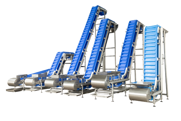 Enabling.Win hygienic incline and horizontal conveyor system for food